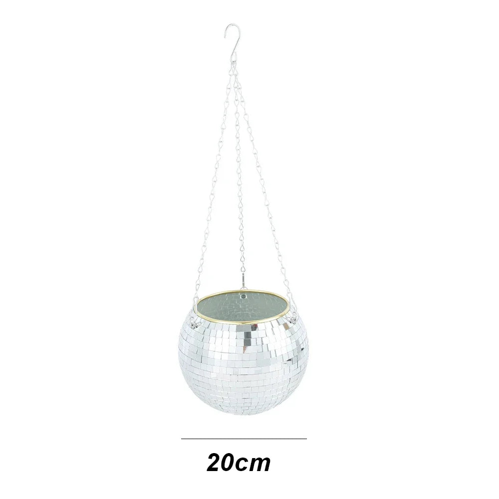 10/15/20CM Basket Disco Ball Hanging Planter Indoor Wall Hanging Creative Green Flower Pot Garden Decoration Gardening Hanging