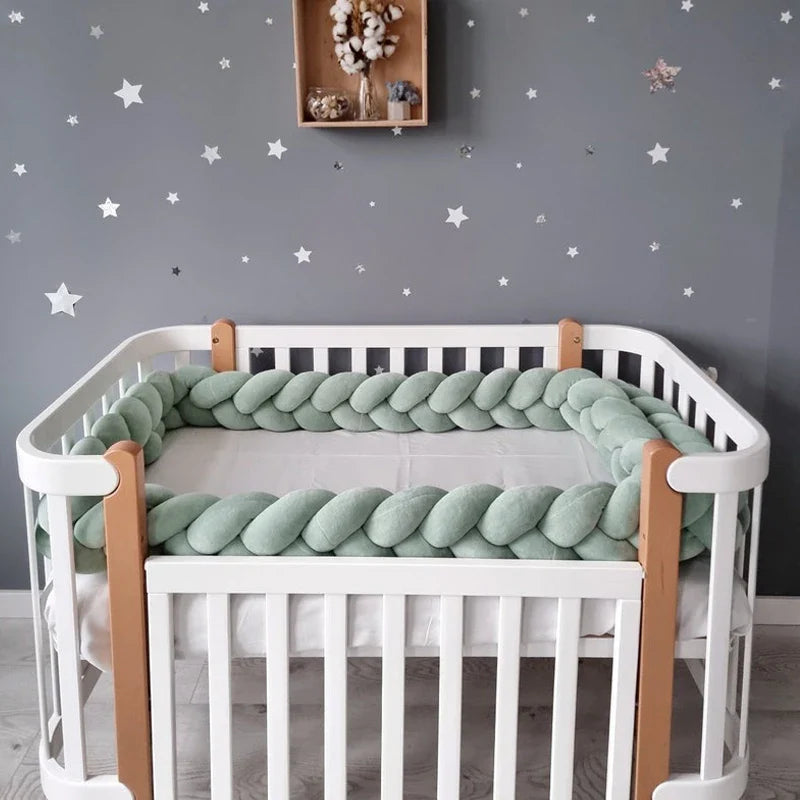 1–4M Braided Crib Bumper – Soft Baby Bed Protector Pillow for Infant Cradle & Nursery Decor