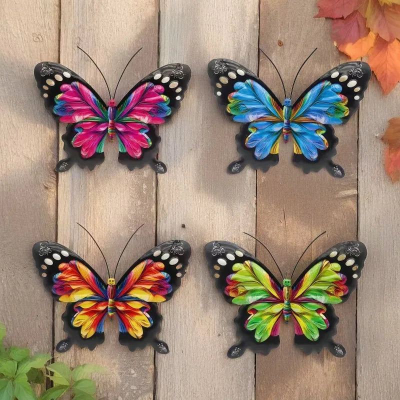 4pcs/set Iron Metal Butterfly Wall Art for Outdoor Fence Garden Hanging Decor Rustproof Iron Craft Home Decoration