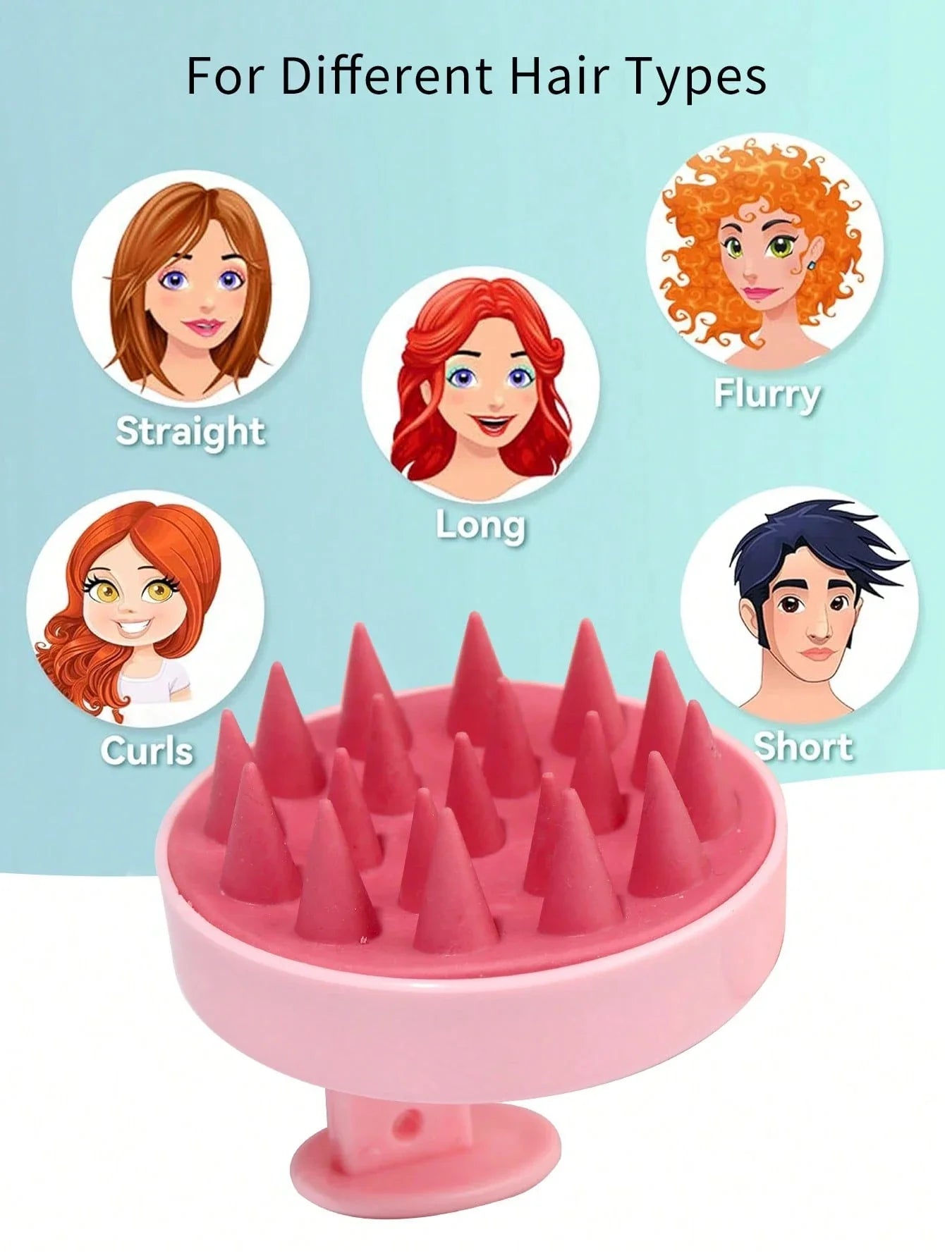 1PC Silicone Scalp Massager Hair Washing Brush, Wet & Dry Soft Silicone Comb Teeth For Scalp Care,Hair Cleansing Bath Brush