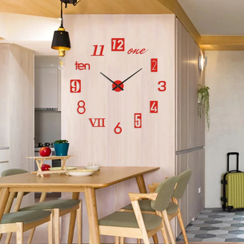 2022 New 3D Roman Numeral Acrylic Mirror Wall Clock Sticker – Fashion DIY Quartz Clock for Home & Living Room Decoration