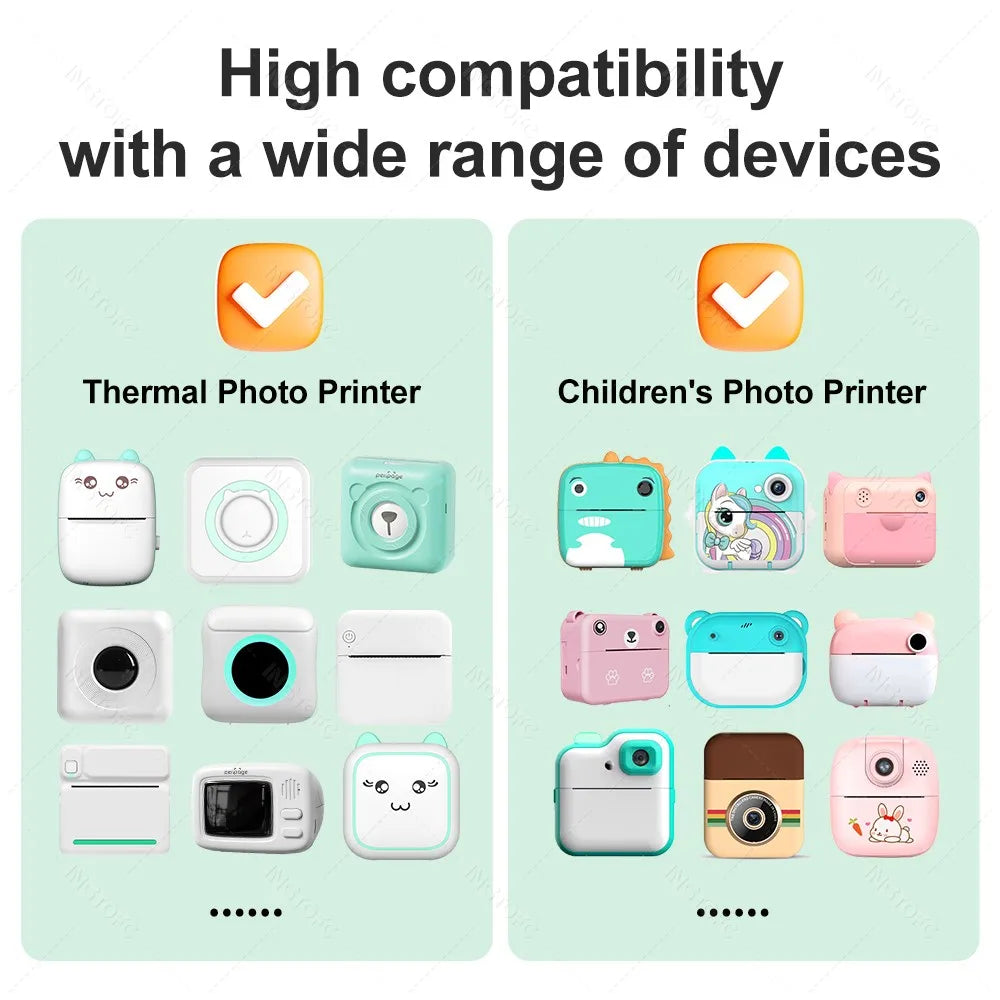 57x25MM Thermal Paper Label Sticker Rolls – Adhesive Mini Printer Paper for Kids Camera & Instant Print