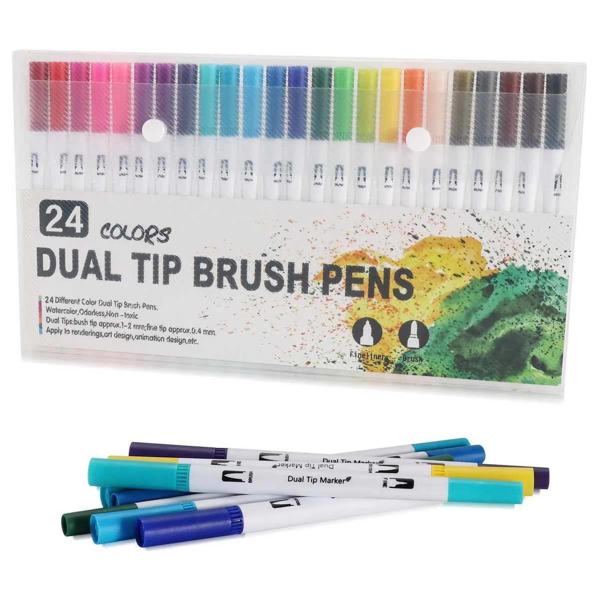 12–120 Colors Felt Tip Marker Set – Dual Brush Watercolor Pens for Drawing & Calligraphy