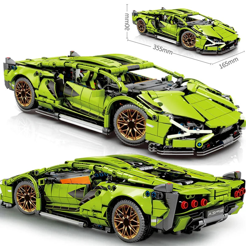 1:16 RC Building Blocks Racing Car – Static & Remote Control Versions Construction Toy for Boys
