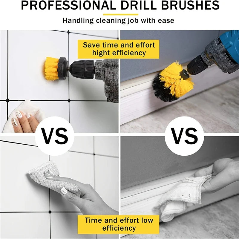 3pcs Drill Brush Attachment Set – Power Scrubber Brush for Bathroom, Tile Grout, Carpet & Tub Cleaning