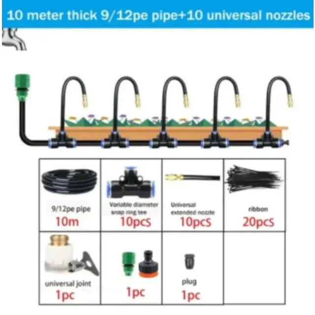 5–20M Automatic Irrigation Sprinkler Kit – Copper Nozzle Atomizing Watering System