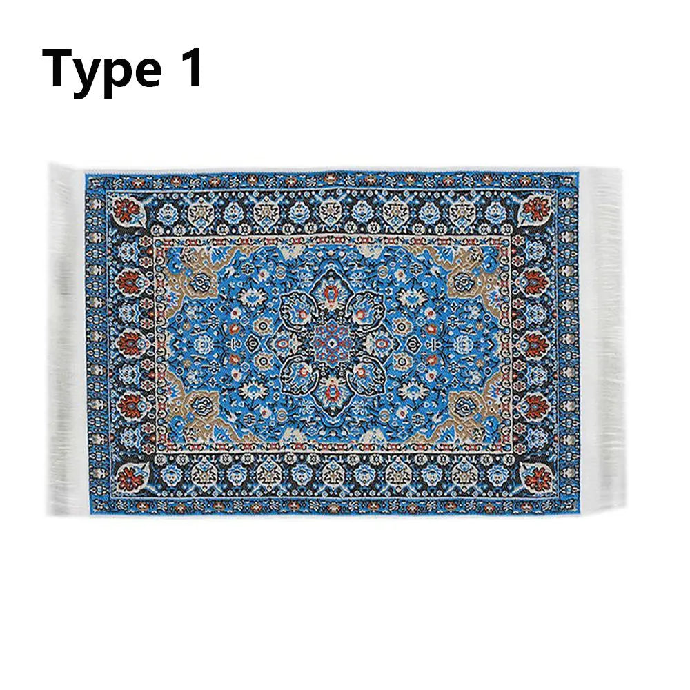 1:12 Scale Turkish Style Dollhouse Carpet – Miniature Weaving Rug for Doll Accessories & Mini House Decor