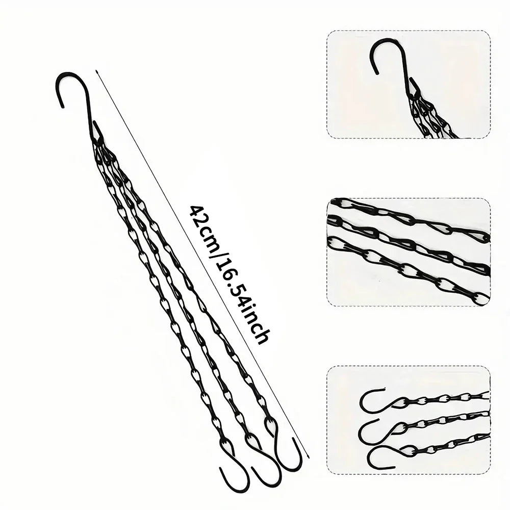 40cm Imitation Rattan Hanging Basket Flower Pot Chain With 3 Hooks Basin Hydroponic Plants Plant Grow Basin Home Garden Decor