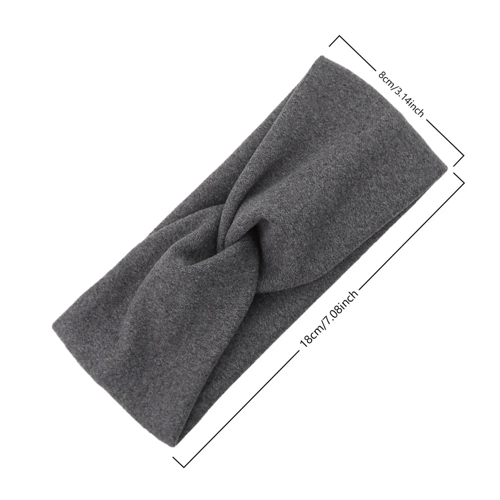 5Pcs Baby Girls Solid Twist Headbands – Handmade Cashmere Elastic Hairbands for Autumn Winter