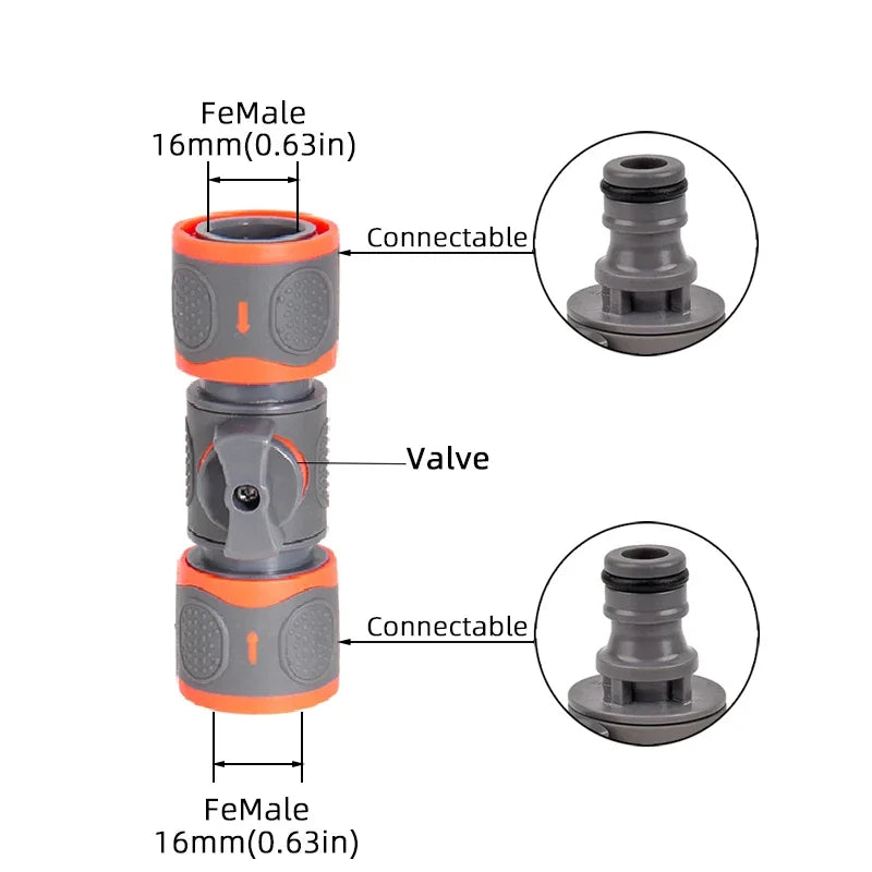 1/2" 3/4" 1 Inch Garden Hose Quick Connector Stopwater Connector Garden Tap Water Gun Coupler Watering Pipe Fitting