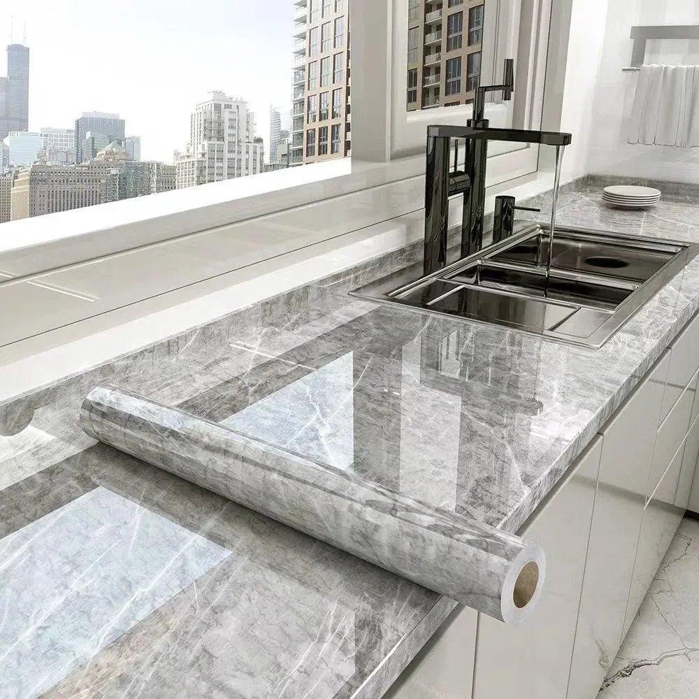 40cm Self-Adhesive Marble Wallpaper – Waterproof & Oil-Proof PVC Peel and Stick Wall Decor for Kitchen & Home