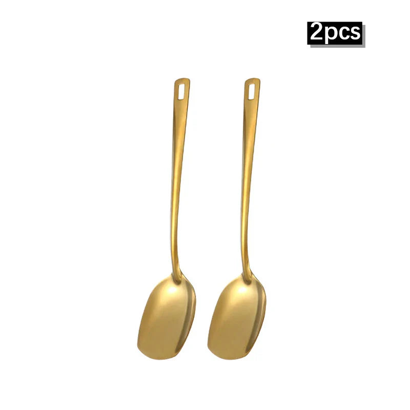 6pcs Stainless Steel Dinnerware Set Home Creative Korean Cutlery Golden Spoon Korean-style Hot Pot Cutlery Set Kitchenware Set