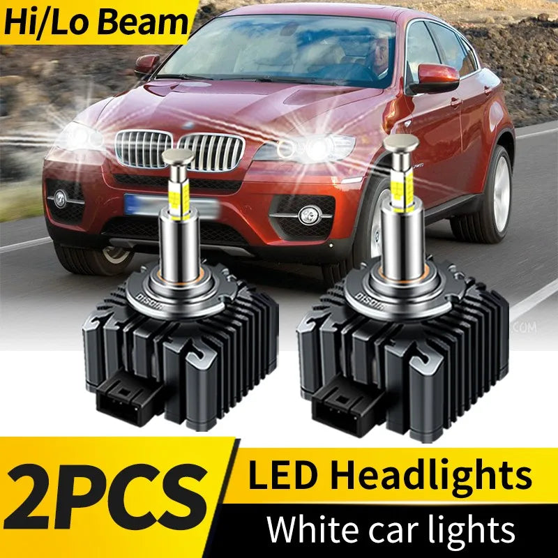 2PCS For BMW X6 E71 E72 2008-2014 HID Xenon Bulbs Replacement D1S H11 LED Headlight Canbus 6000K White LED Hi/Lo Beam Fog Lights