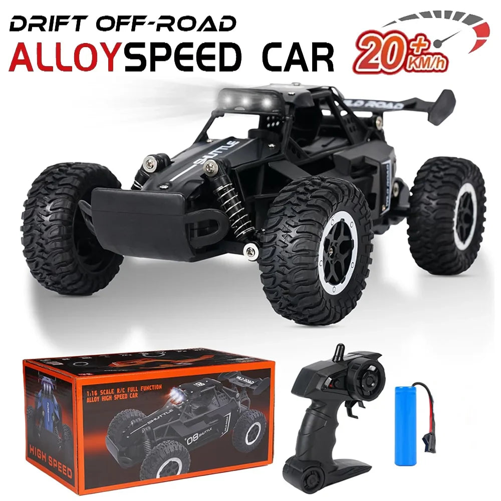 1:16 High-Speed 2WD Off-Road RC Car – 2.4G Remote Control Climbing Vehicle with LED Lights for Kids