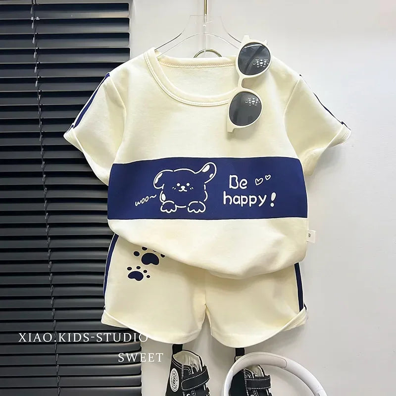 2024 Kids’ Striped Summer Outfit – Short Sleeve Top & Shorts Set for Girls and Boys, Baby & Toddler Clothes