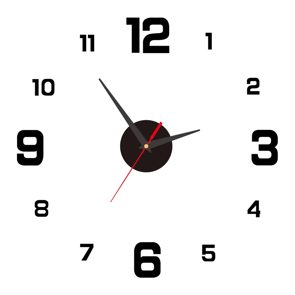 3D Creative Frameless DIY Wall Hanging Clock – Silent Digital Clock with Antique Style for Living Room & Office Decoration