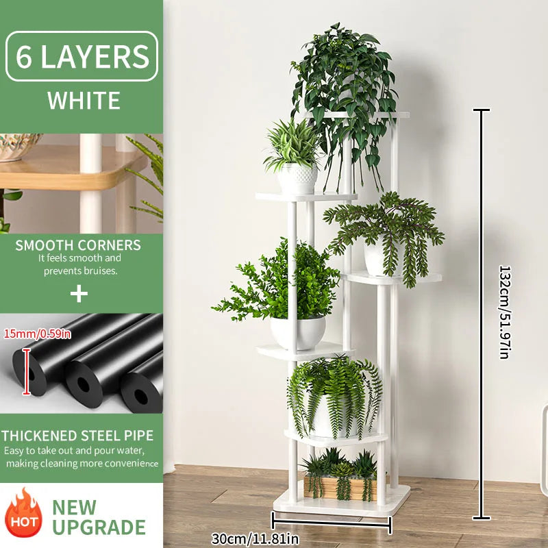 4/5/6 Tier Wooden Plant Stand – Multi-Layer Indoor/Outdoor Flower Shelf Display Rack