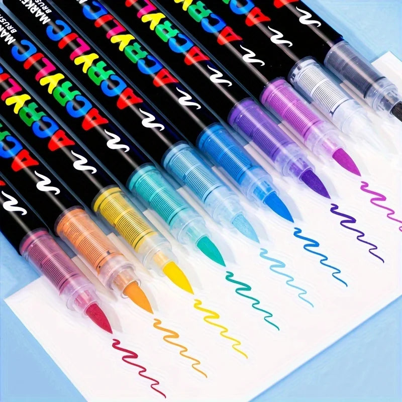 12-120 Colors Acrylic Paint Pens – Brush Tip Markers for Rock, Wood, Canvas & DIY Crafts