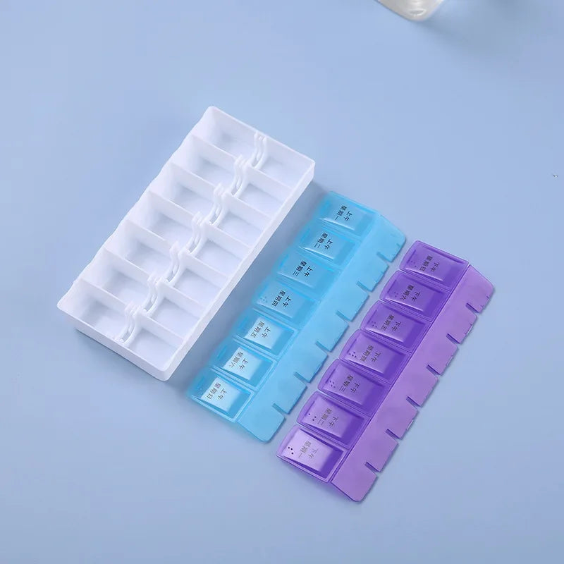 7-Day Travel Pill Organizer – Portable Weekly Pill Case with 14 Grids for Vitamins & Medications