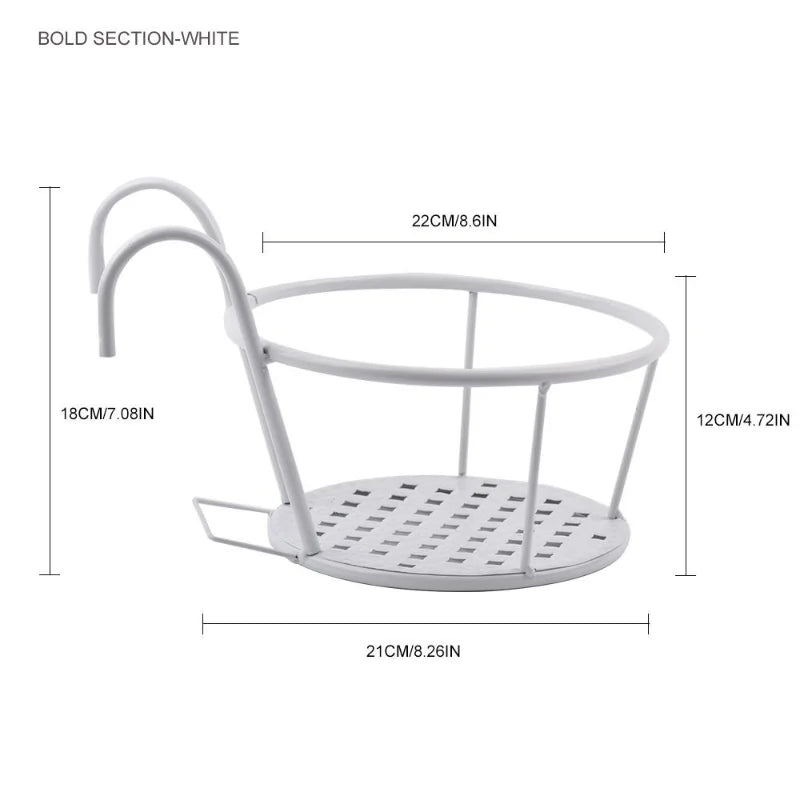 1PC Iron Art Hanging Baskets Flower Pot Balcony Hanging Plant Round Racks Railing Fence Outdoor Window Bonsai Stand Decoration