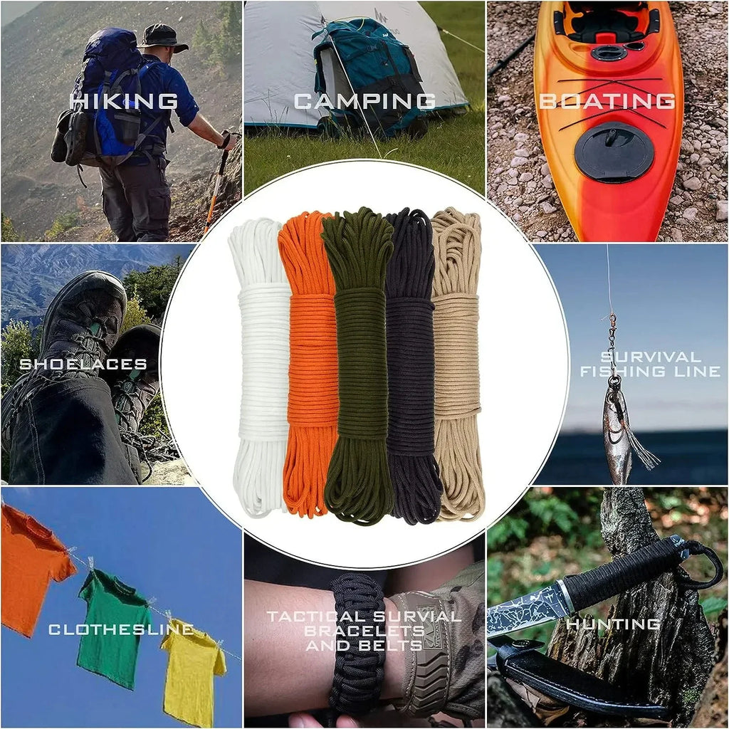 31m Handwoven Seven Core Umbrella Rope – 4mm Diameter Multi-Use Outdoor Camping & Emergency Rope