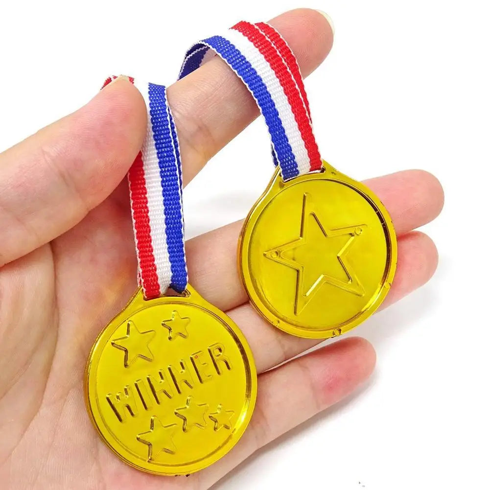 10/20Pcs Plastic Gold Winner Award Medals – Kids Party Favors & Sports Game Prizes