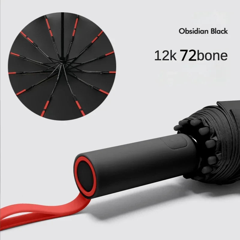 72 Bone Super Strong Windproof Automatic Umbrella Sunshade Uv Protection Folding Sunproo Anti-Storm Large Size Reverse Rain Gear