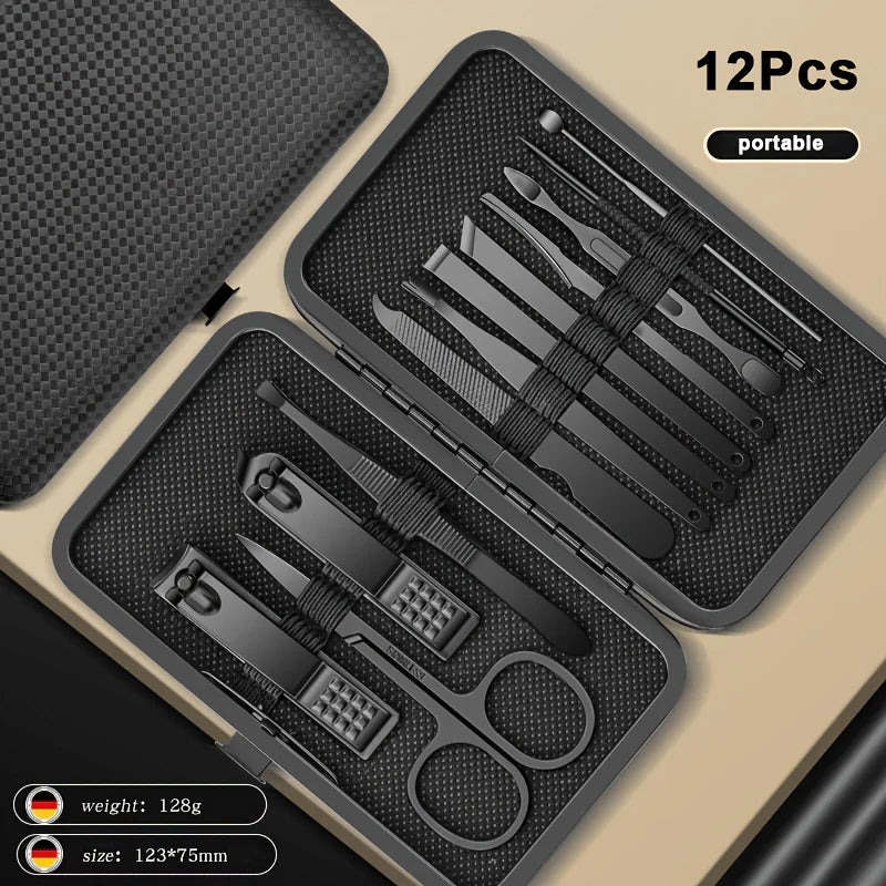 24-Piece Stainless Steel Manicure Set – Professional Nail Clipper Kit with Scissors, Ear Spoon, and Grooming Tools