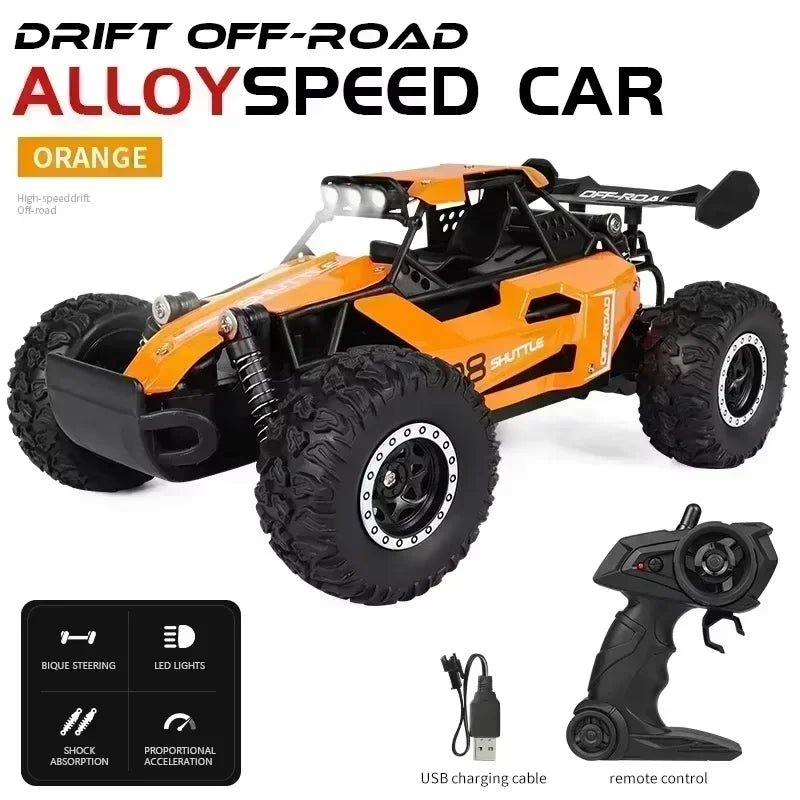1:16 High-Speed 2WD Off-Road RC Car – 2.4G Remote Control Climbing Vehicle with LED Lights for Kids
