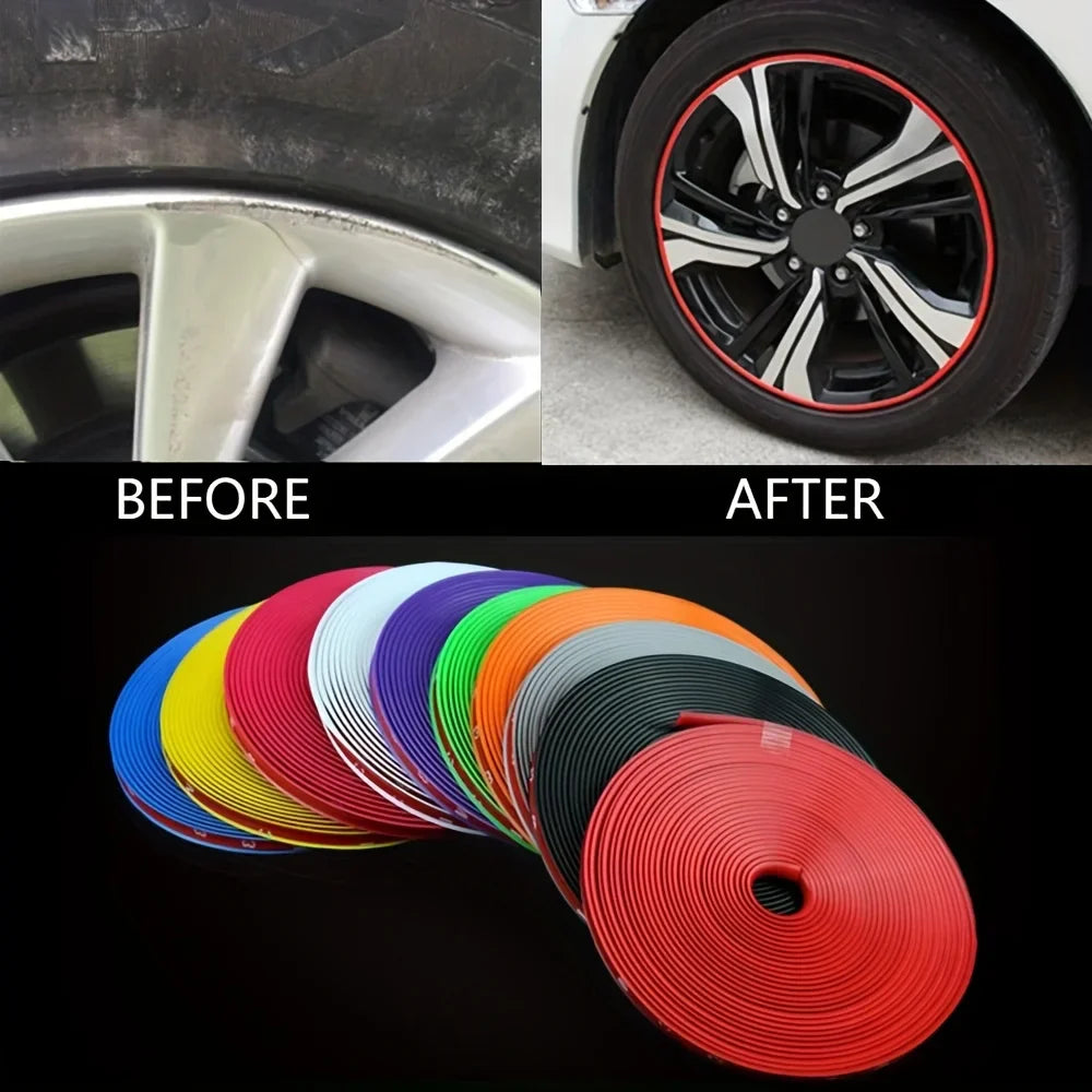 8M Car Wheel Rim Protection Strip – Decorative Rubber Moulding Trim for Tire Styling & Tyre Guard