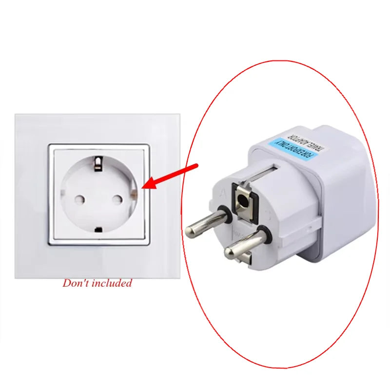 1PC Universal US UK AU to EU Plug Adapter – Travel Wall Charger Socket Converter with 2 Round Pins