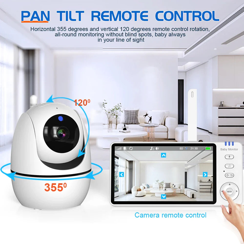 5.0 Inch Video Baby Monitor with Pan Tilt Camera – Wireless Two-Way Audio, Night Vision & VOX Alert