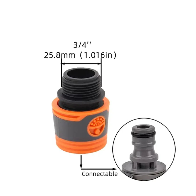1/2" 3/4" 1 Inch Garden Hose Quick Connector Stopwater Connector Garden Tap Water Gun Coupler Watering Pipe Fitting