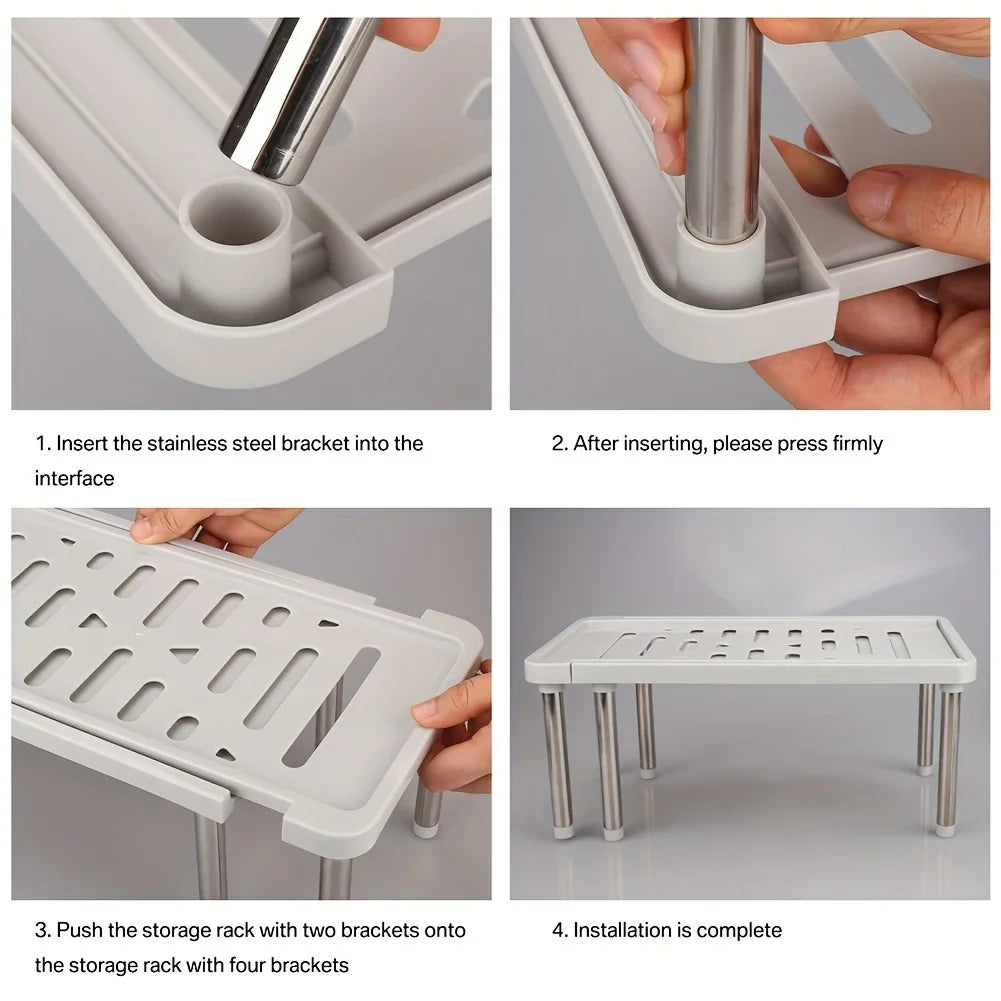 1Pc Retractable Shelf Multifunction Storage Rack – Household Organizer for Kitchen Seasoning Bottles & More