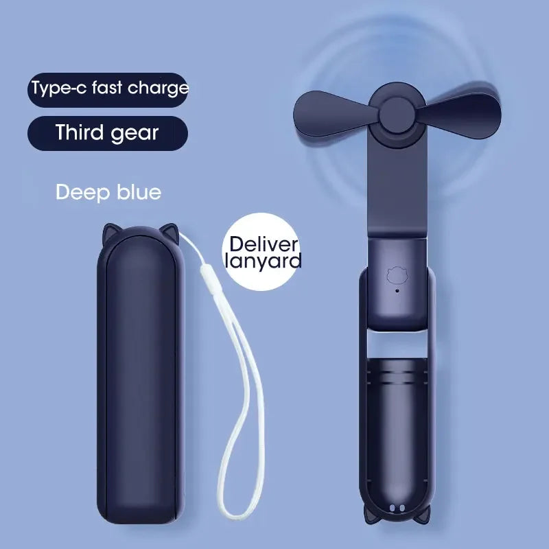 2000mAh Foldable Mini USB Fan – Portable Desktop Cooler with Power Bank Function for Home, Office & Travel