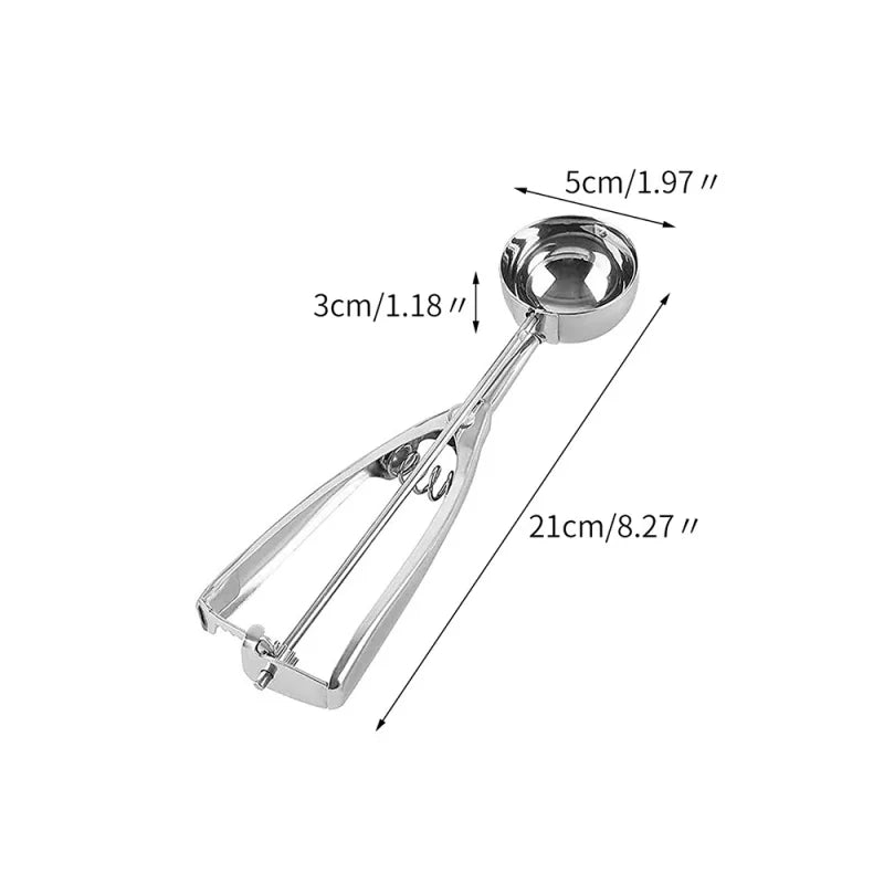 1PC Stainless Steel Ice Cream Scoop – Cookie Dough Spoon with Spring Handle