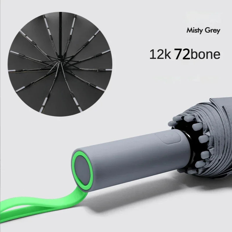 72 Bone Super Strong Windproof Automatic Umbrella Sunshade Uv Protection Folding Sunproo Anti-Storm Large Size Reverse Rain Gear