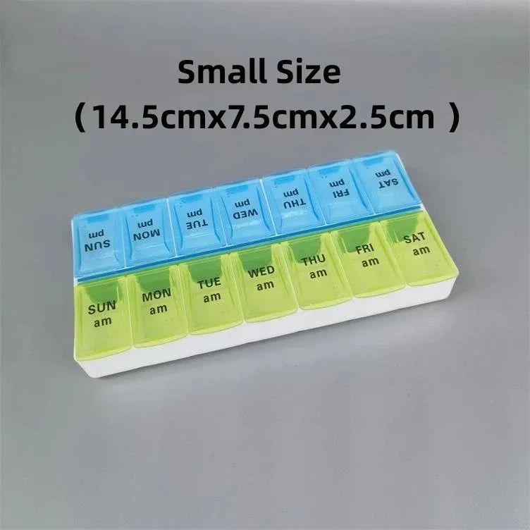 7-Day Travel Pill Organizer – Portable Weekly Pill Case with 14 Grids for Vitamins & Medications