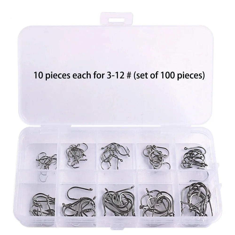 1000Pcs High Carbon Steel Barbed Fishing Hooks – Sharp & Durable Hook Set for Rock Fishing & Tackle Gear