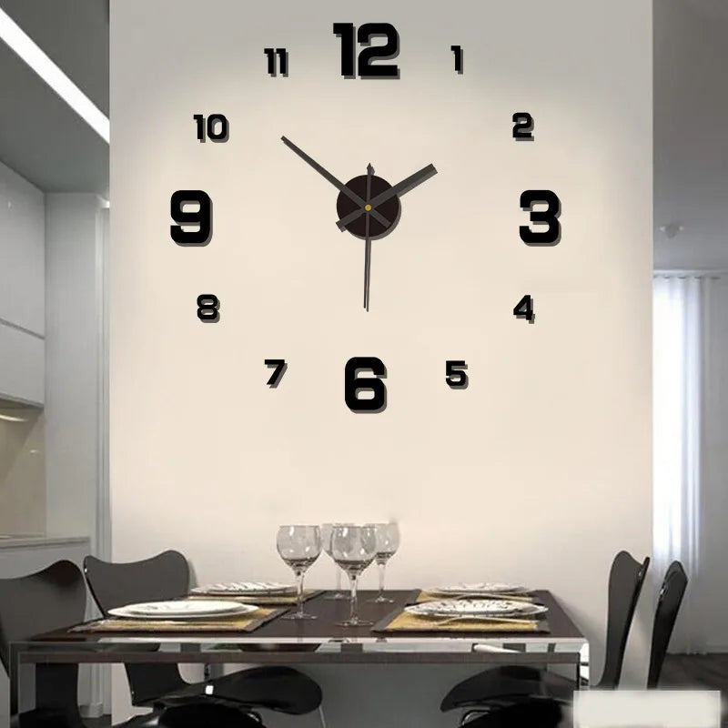 3D Creative Frameless DIY Wall Hanging Clock – Silent Digital Clock with Antique Style for Living Room & Office Decoration