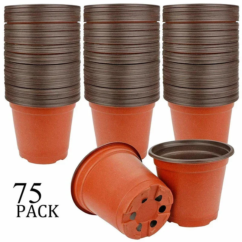 75PCS Plastic Nursery Pots – 4” Plant Containers for Seedlings, Succulents & Garden Transplants