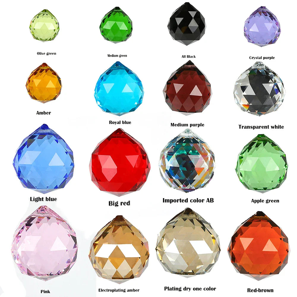 1Pc Clear Crystal Feng Shui Ball – Sun Catcher Prism Ornament for Home, Party & Wedding Décor (20–50mm)