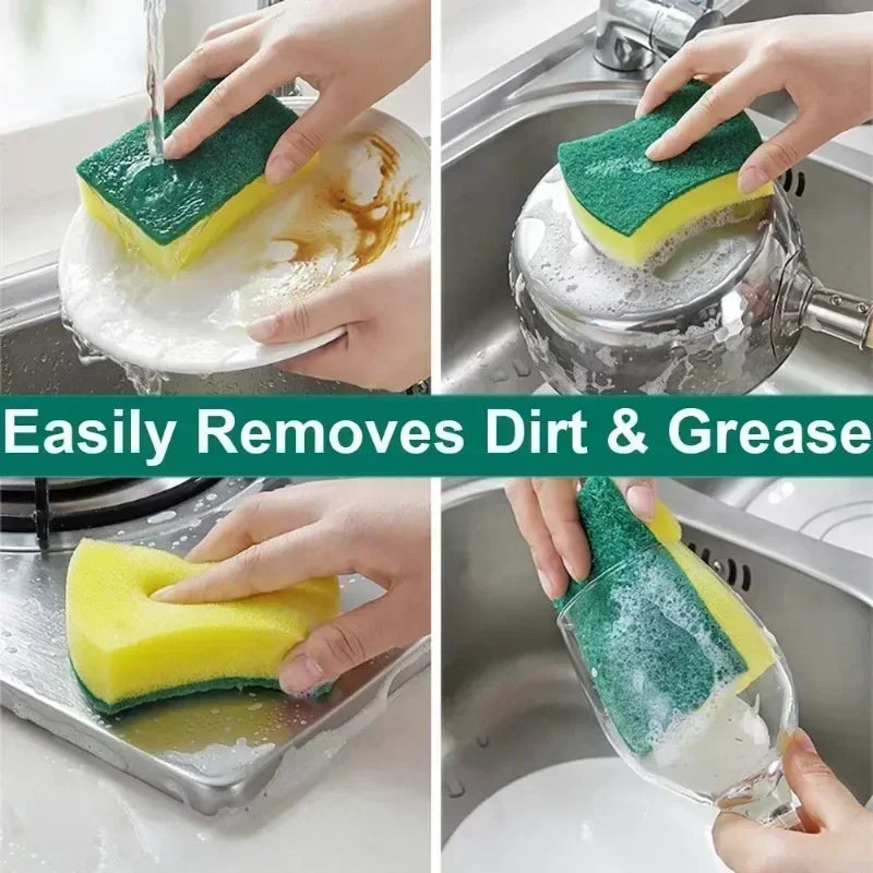 1-60PCS Kitchen Sponges Dual-Sided Scrub Pads Super Absorbent Dish Towel Scratch Resistant Scrubbing Sponge Highly Absorbent