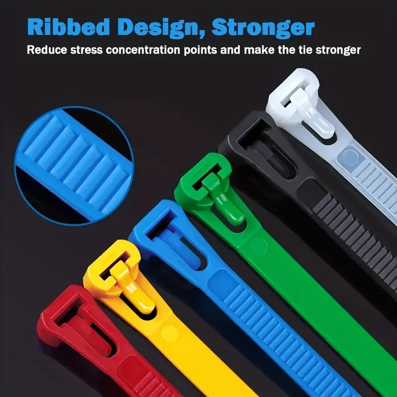 100Pcs Reusable Nylon Cable Ties – Heavy-Duty Locking Straps for Home, Office & Cable Management