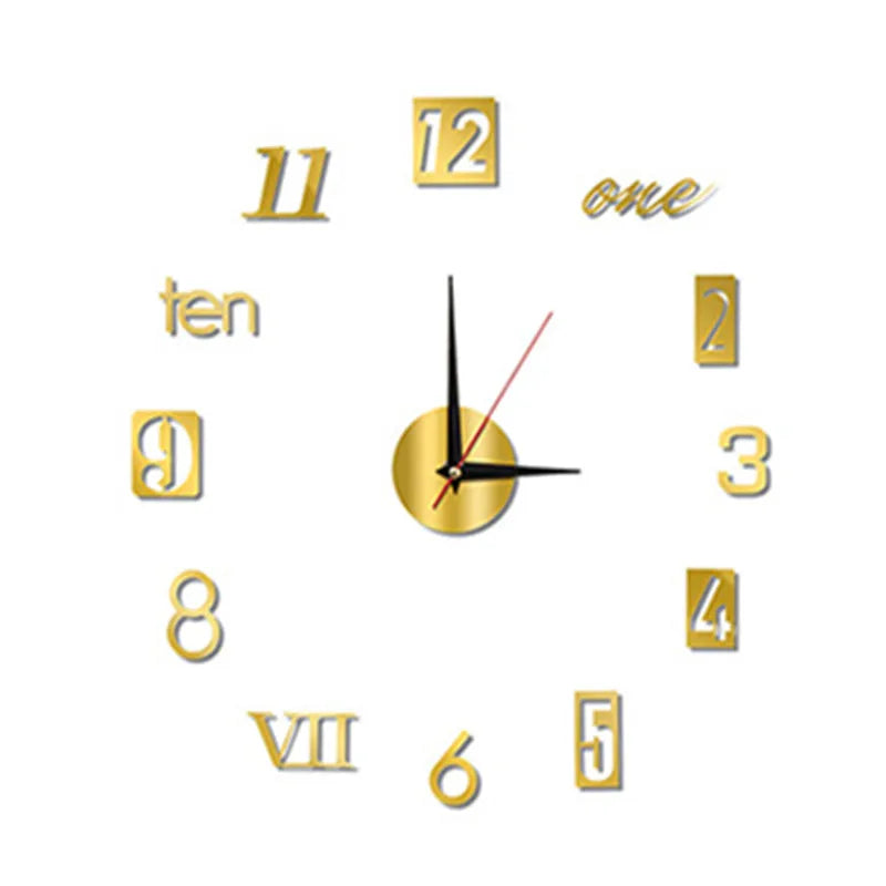 2022 New 3D Roman Numeral Acrylic Mirror Wall Clock Sticker – Fashion DIY Quartz Clock for Home & Living Room Decoration