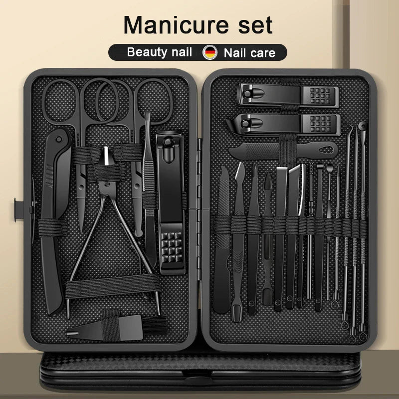 24-Piece Stainless Steel Manicure Set – Professional Nail Clipper Kit with Scissors, Ear Spoon, and Grooming Tools