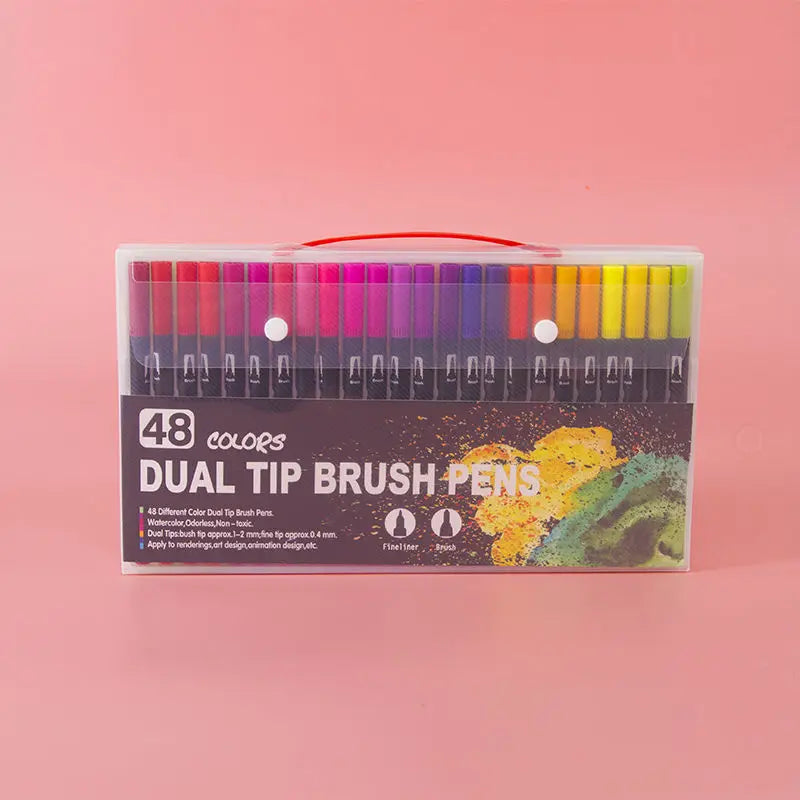 12–120 Colors Felt Tip Marker Set – Dual Brush Watercolor Pens for Drawing & Calligraphy