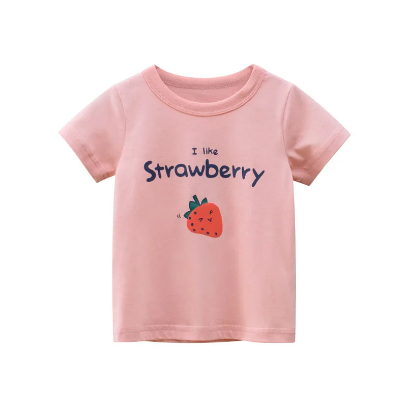 2025 Summer Kids’ Girls Short Sleeve T-Shirts – Printed Little Girl Tops for Toddlers (Ages 2-8 Years)