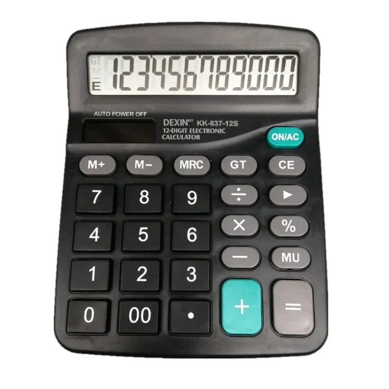 12-Digit Large LCD Display Calculator – Standard Function Solar & Battery Dual Power Desktop Calculator for Home & Office