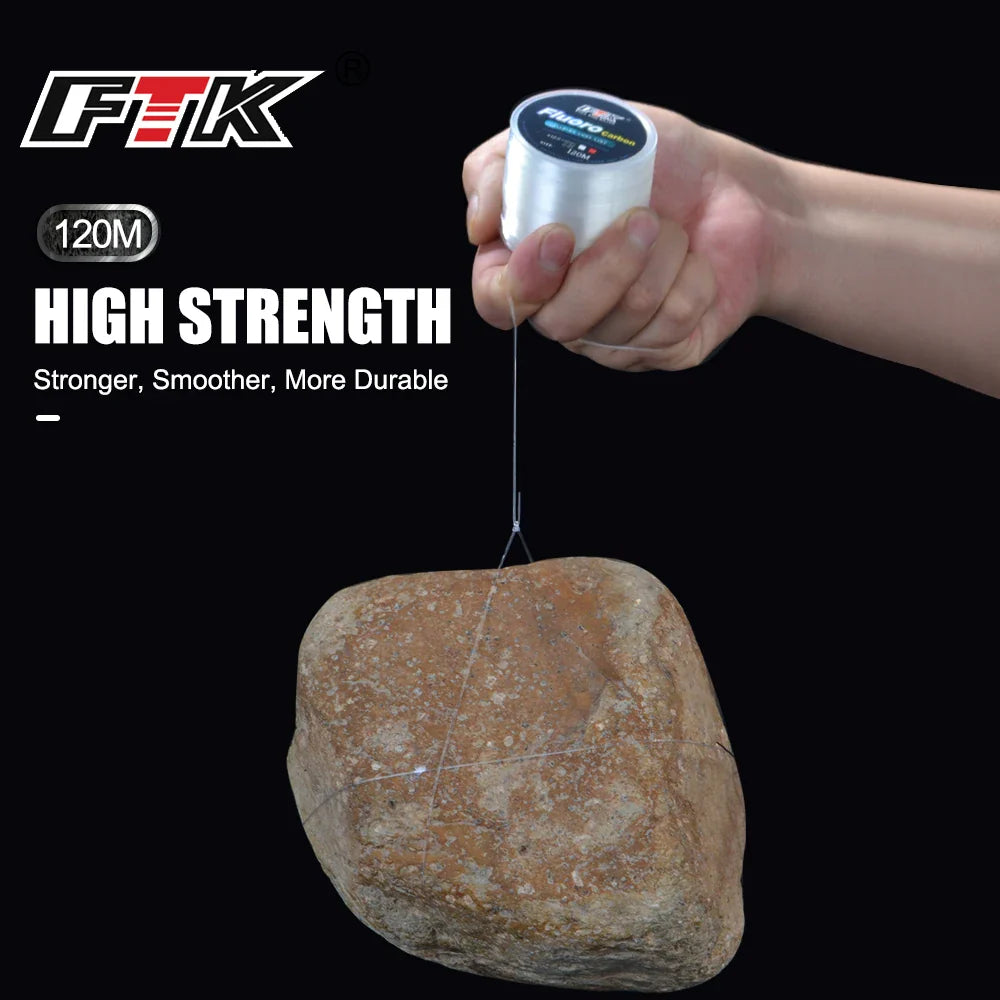 120M Fluorocarbon Coated Fishing Line – Carbon Fiber Leader Line for Sinking Lures (7.15–45LB)